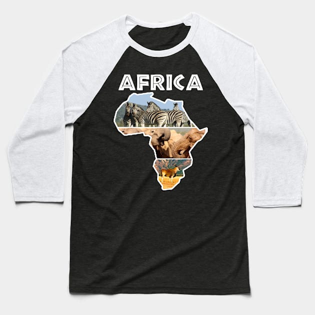 African Wildlife Continent Collage Baseball T-Shirt by PathblazerStudios